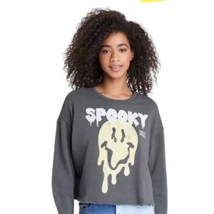 Smiley world “spooky” crop sweatshirt